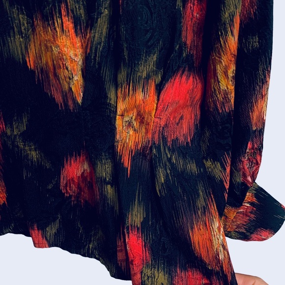 VINTAGE 80’S UNGARO TER WATERCOLOR SILK BLOUSE STATEMENT BILLOWING ABSTRACT TOP - Picture 8 of 13